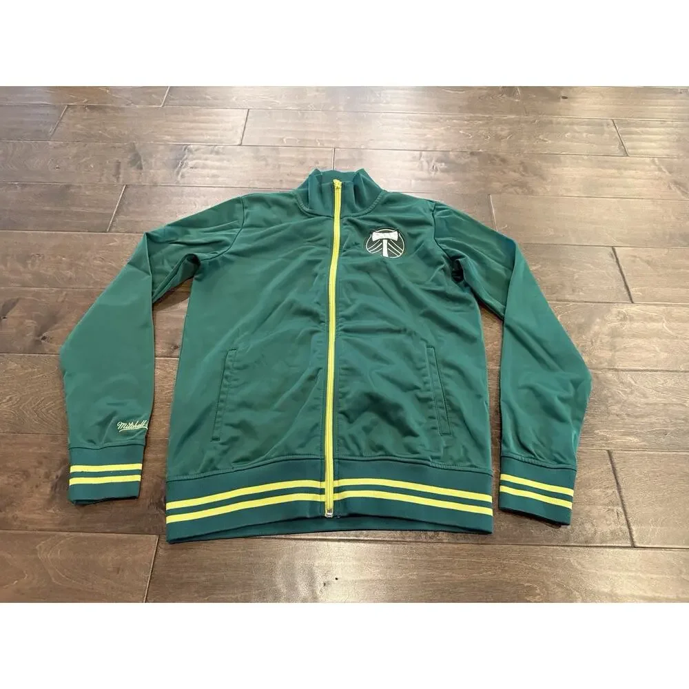 Mitchell & Ness Mens Green Portland Timbers Full Zip Track Jacket Size M Medium